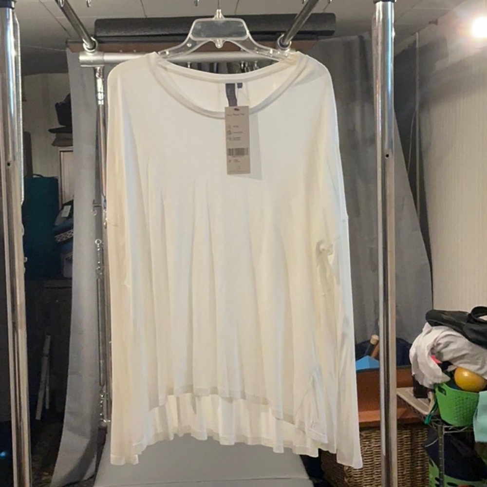 Sweaty Betty Cream Long Sleeve Pleated Tunic